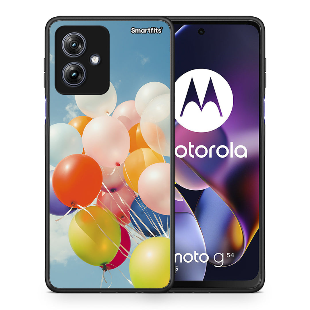 Θήκη Motorola Moto G54 Colorful Balloons από τη Smartfits με σχέδιο στο πίσω μέρος και μαύρο περίβλημα | Motorola Moto G54 Colorful Balloons case with colorful back and black bezels
