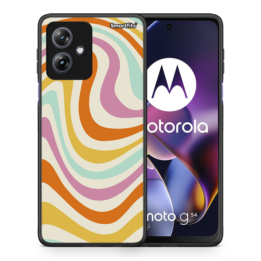 Θήκη Motorola Moto G54 Colourful Waves από τη Smartfits με σχέδιο στο πίσω μέρος και μαύρο περίβλημα | Motorola Moto G54 Colourful Waves case with colorful back and black bezels