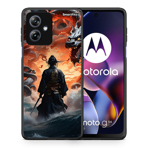 Θήκη Motorola Moto G54 Dragons Fight από τη Smartfits με σχέδιο στο πίσω μέρος και μαύρο περίβλημα | Motorola Moto G54 Dragons Fight case with colorful back and black bezels