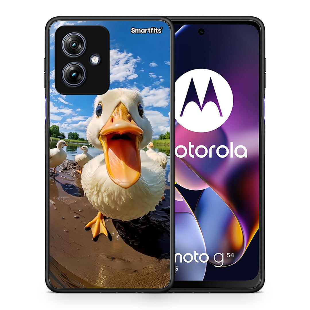 Θήκη Motorola Moto G54 Duck Face από τη Smartfits με σχέδιο στο πίσω μέρος και μαύρο περίβλημα | Motorola Moto G54 Duck Face case with colorful back and black bezels