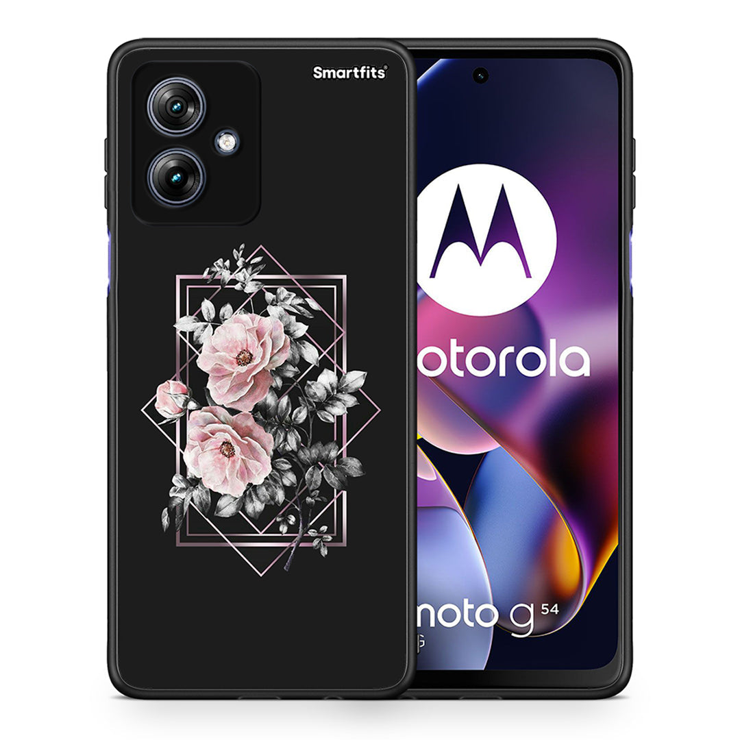 Θήκη Motorola Moto G54 Frame Flower από τη Smartfits με σχέδιο στο πίσω μέρος και μαύρο περίβλημα | Motorola Moto G54 Frame Flower case with colorful back and black bezels