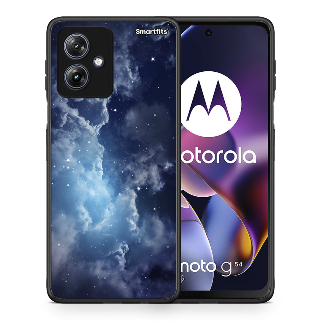 Θήκη Motorola Moto G54 Blue Sky Galaxy από τη Smartfits με σχέδιο στο πίσω μέρος και μαύρο περίβλημα | Motorola Moto G54 Blue Sky Galaxy case with colorful back and black bezels