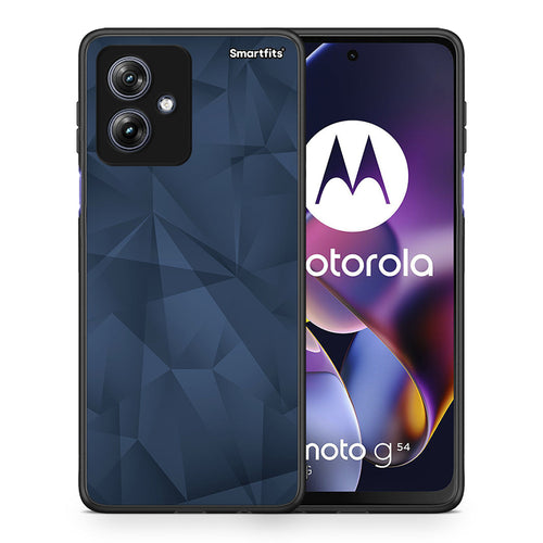 Θήκη Motorola Moto G54 Blue Abstract Geometric από τη Smartfits με σχέδιο στο πίσω μέρος και μαύρο περίβλημα | Motorola Moto G54 Blue Abstract Geometric case with colorful back and black bezels