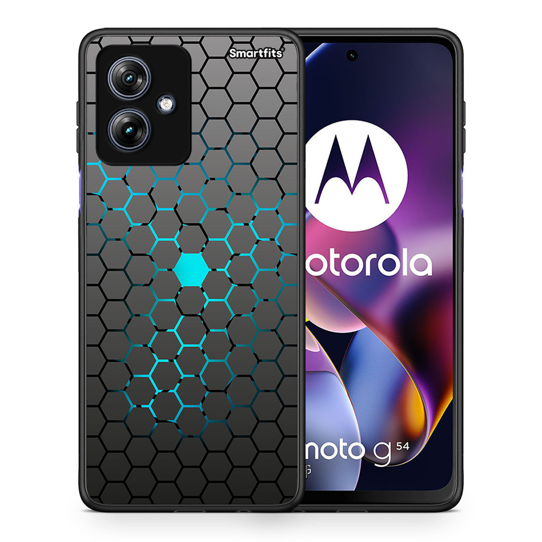 Θήκη Motorola Moto G54 Hexagonal Geometric από τη Smartfits με σχέδιο στο πίσω μέρος και μαύρο περίβλημα | Motorola Moto G54 Hexagonal Geometric case with colorful back and black bezels