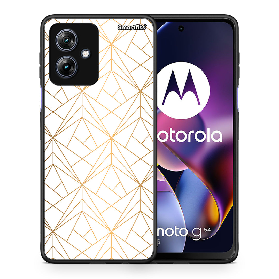Θήκη Motorola Moto G54 Luxury White Geometric από τη Smartfits με σχέδιο στο πίσω μέρος και μαύρο περίβλημα | Motorola Moto G54 Luxury White Geometric case with colorful back and black bezels