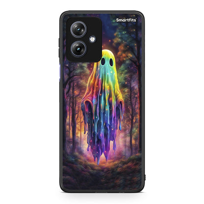 Motorola Moto G54 Halloween Ghost θήκη από τη Smartfits με σχέδιο στο πίσω μέρος και μαύρο περίβλημα | Smartphone case with colorful back and black bezels by Smartfits