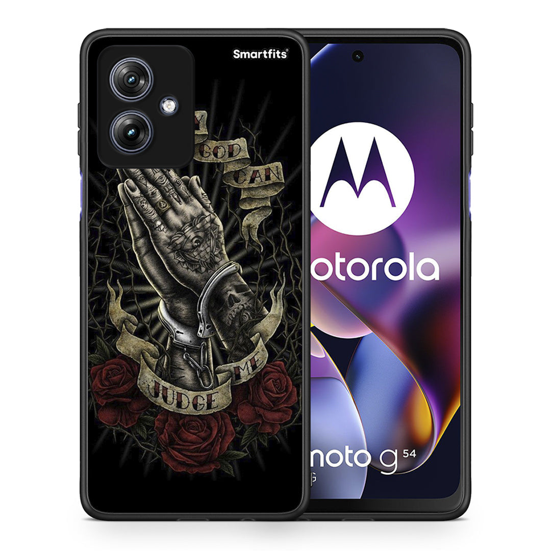 Θήκη Motorola Moto G54 Judge By God από τη Smartfits με σχέδιο στο πίσω μέρος και μαύρο περίβλημα | Motorola Moto G54 Judge By God case with colorful back and black bezels