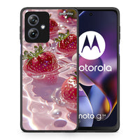 Thumbnail for Θήκη Motorola Moto G54 Juicy Strawberries από τη Smartfits με σχέδιο στο πίσω μέρος και μαύρο περίβλημα | Motorola Moto G54 Juicy Strawberries case with colorful back and black bezels