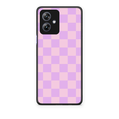 Θήκη Motorola Moto G54 Lavender and Pink Checkerboard από τη Smartfits με σχέδιο στο πίσω μέρος και μαύρο περίβλημα | Motorola Moto G54 Lavender and Pink Checkerboard case with colorful back and black bezels
