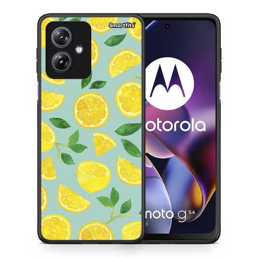 Θήκη Motorola Moto G54 Lemons από τη Smartfits με σχέδιο στο πίσω μέρος και μαύρο περίβλημα | Motorola Moto G54 Lemons case with colorful back and black bezels