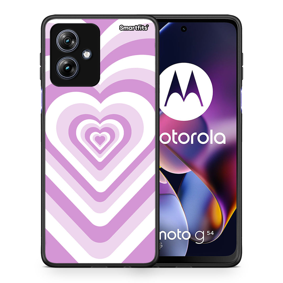 Θήκη Motorola Moto G54 Lilac Hearts από τη Smartfits με σχέδιο στο πίσω μέρος και μαύρο περίβλημα | Motorola Moto G54 Lilac Hearts case with colorful back and black bezels