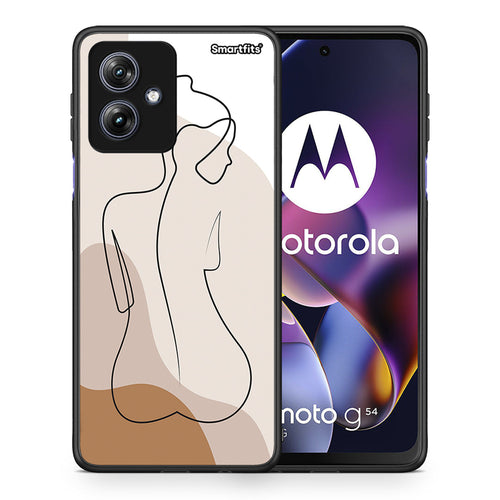 Θήκη Motorola Moto G54 LineArt Woman από τη Smartfits με σχέδιο στο πίσω μέρος και μαύρο περίβλημα | Motorola Moto G54 LineArt Woman case with colorful back and black bezels