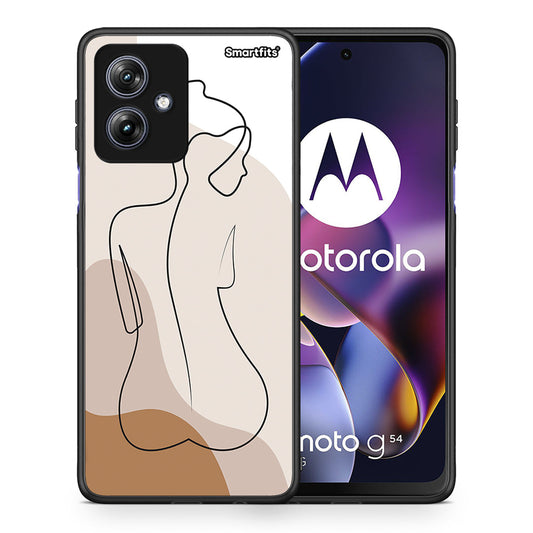 Θήκη Motorola Moto G54 LineArt Woman από τη Smartfits με σχέδιο στο πίσω μέρος και μαύρο περίβλημα | Motorola Moto G54 LineArt Woman case with colorful back and black bezels
