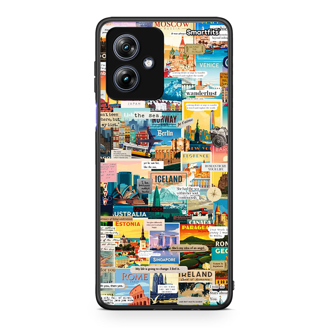 Motorola Moto G54 Live To Travel θήκη από τη Smartfits με σχέδιο στο πίσω μέρος και μαύρο περίβλημα | Smartphone case with colorful back and black bezels by Smartfits