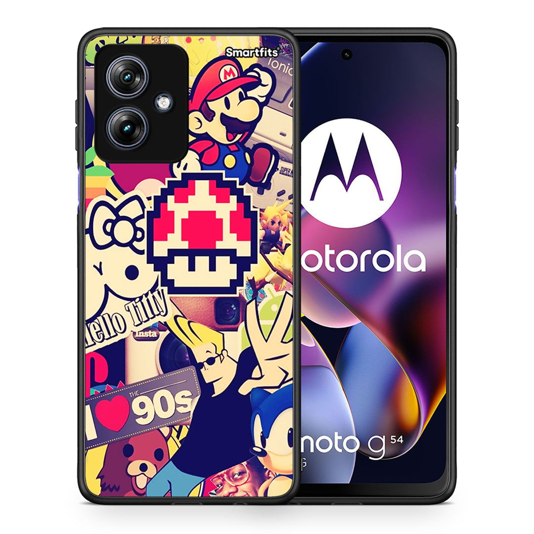 Θήκη Motorola Moto G54 Love The 90s από τη Smartfits με σχέδιο στο πίσω μέρος και μαύρο περίβλημα | Motorola Moto G54 Love The 90s case with colorful back and black bezels