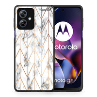 Thumbnail for Θήκη Motorola Moto G54 Gold Geometric Marble από τη Smartfits με σχέδιο στο πίσω μέρος και μαύρο περίβλημα | Motorola Moto G54 Gold Geometric Marble case with colorful back and black bezels