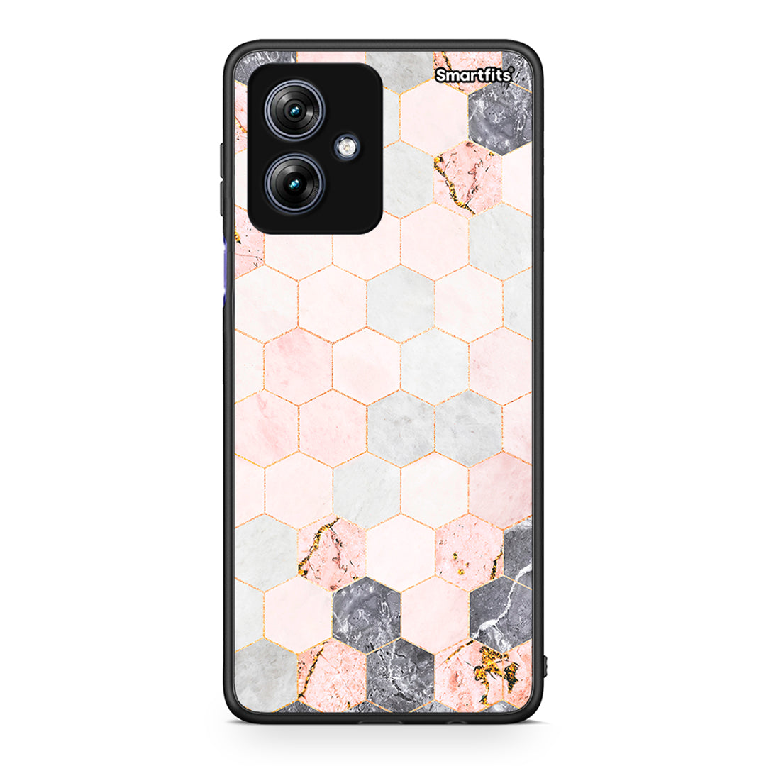 4 - Motorola Moto G54 Hexagon Pink Marble case, cover, bumper