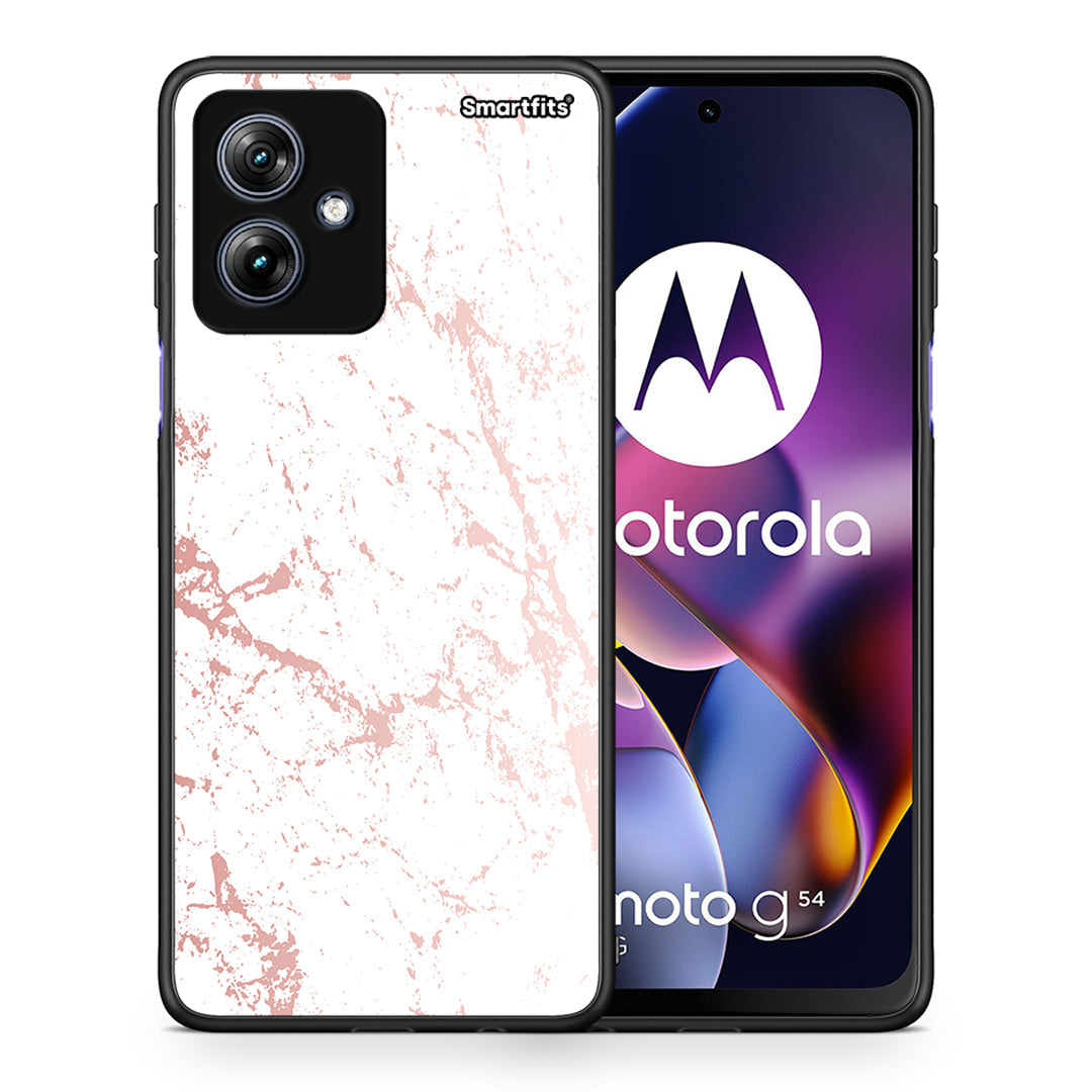 Θήκη Motorola Moto G54 Pink Splash Marble από τη Smartfits με σχέδιο στο πίσω μέρος και μαύρο περίβλημα | Motorola Moto G54 Pink Splash Marble case with colorful back and black bezels