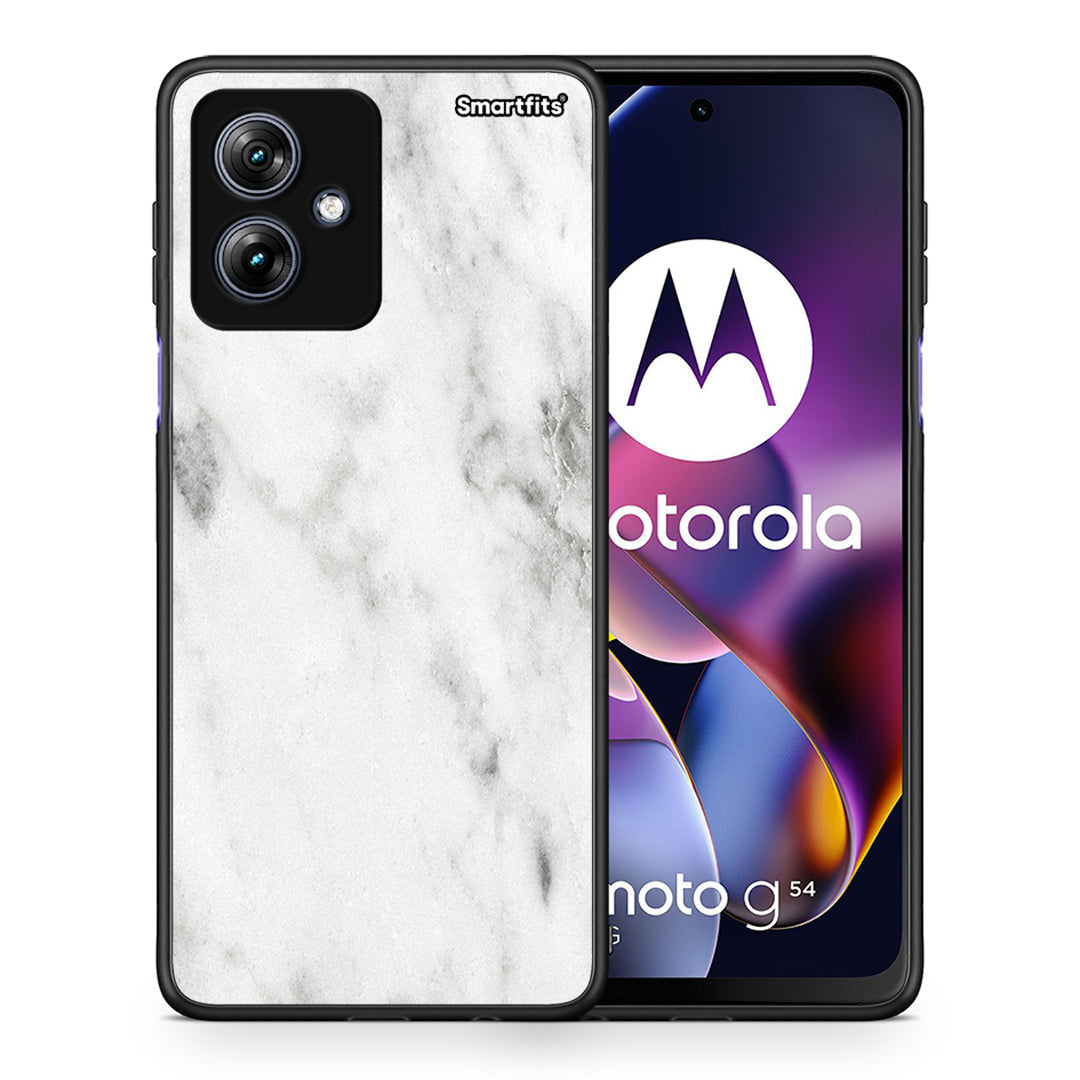 Θήκη Motorola Moto G54 White Marble από τη Smartfits με σχέδιο στο πίσω μέρος και μαύρο περίβλημα | Motorola Moto G54 White Marble case with colorful back and black bezels