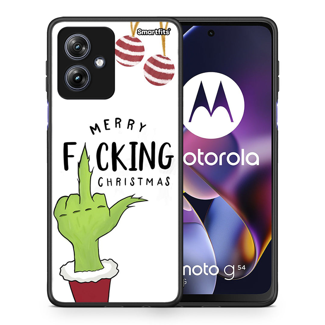 Θήκη Motorola Moto G54 Merry F Xmas από τη Smartfits με σχέδιο στο πίσω μέρος και μαύρο περίβλημα | Motorola Moto G54 Merry F Xmas case with colorful back and black bezels