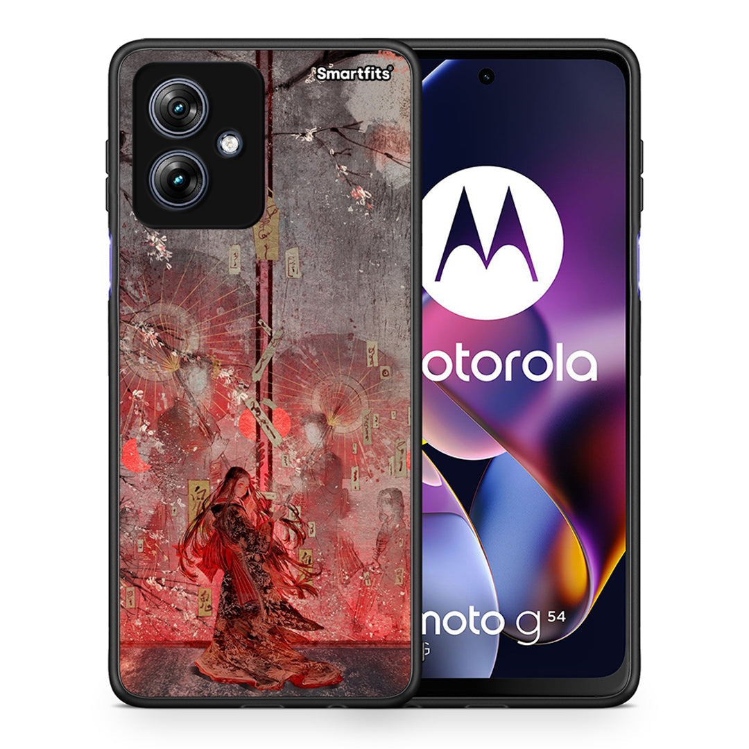 Θήκη Motorola Moto G54 Nezuko Kamado από τη Smartfits με σχέδιο στο πίσω μέρος και μαύρο περίβλημα | Motorola Moto G54 Nezuko Kamado case with colorful back and black bezels