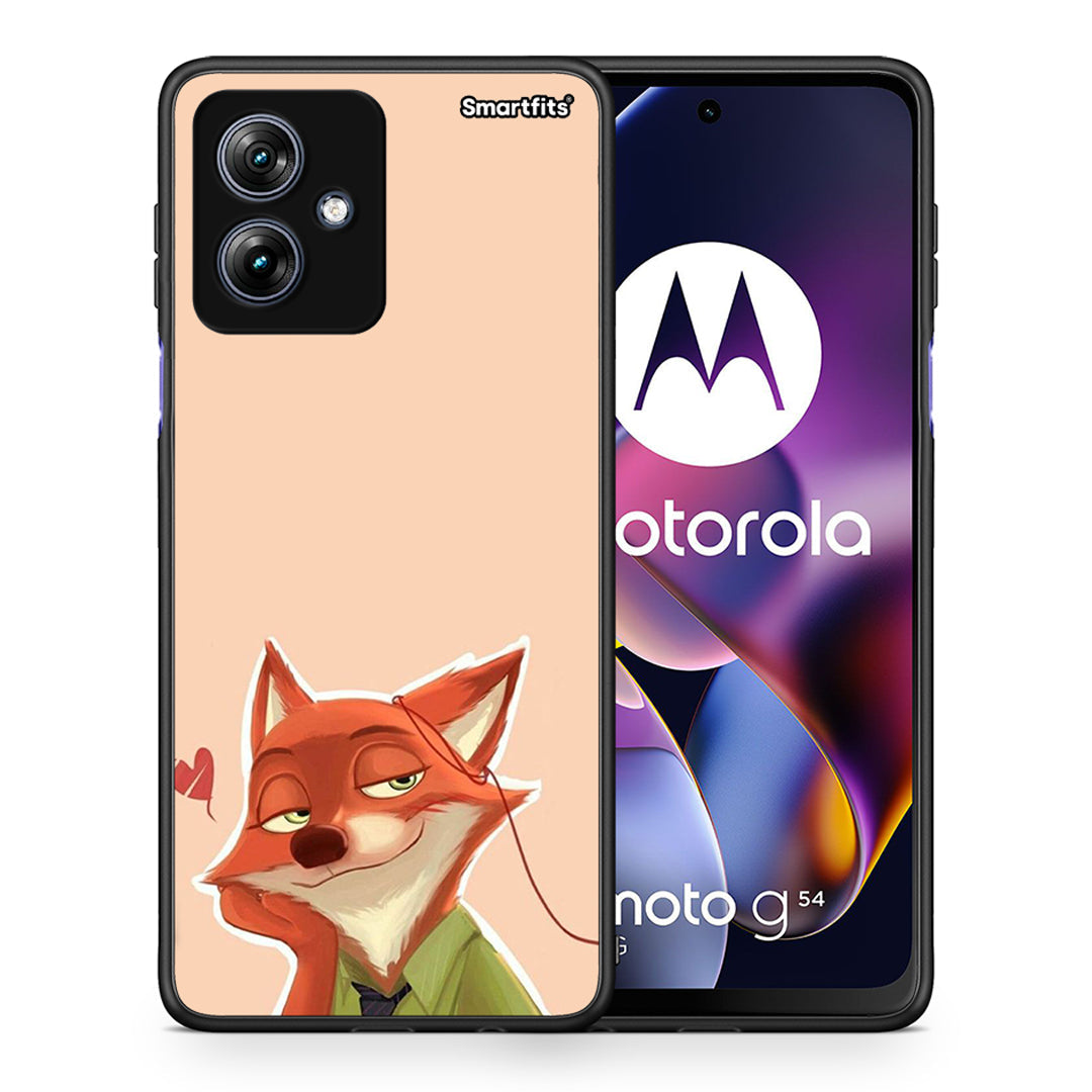 Θήκη Motorola Moto G54 Nick Wilde And Judy Hopps Love 1 από τη Smartfits με σχέδιο στο πίσω μέρος και μαύρο περίβλημα | Motorola Moto G54 Nick Wilde And Judy Hopps Love 1 case with colorful back and black bezels