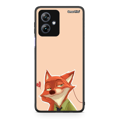 Motorola Moto G54 Nick Wilde And Judy Hopps Love 1 θήκη από τη Smartfits με σχέδιο στο πίσω μέρος και μαύρο περίβλημα | Smartphone case with colorful back and black bezels by Smartfits