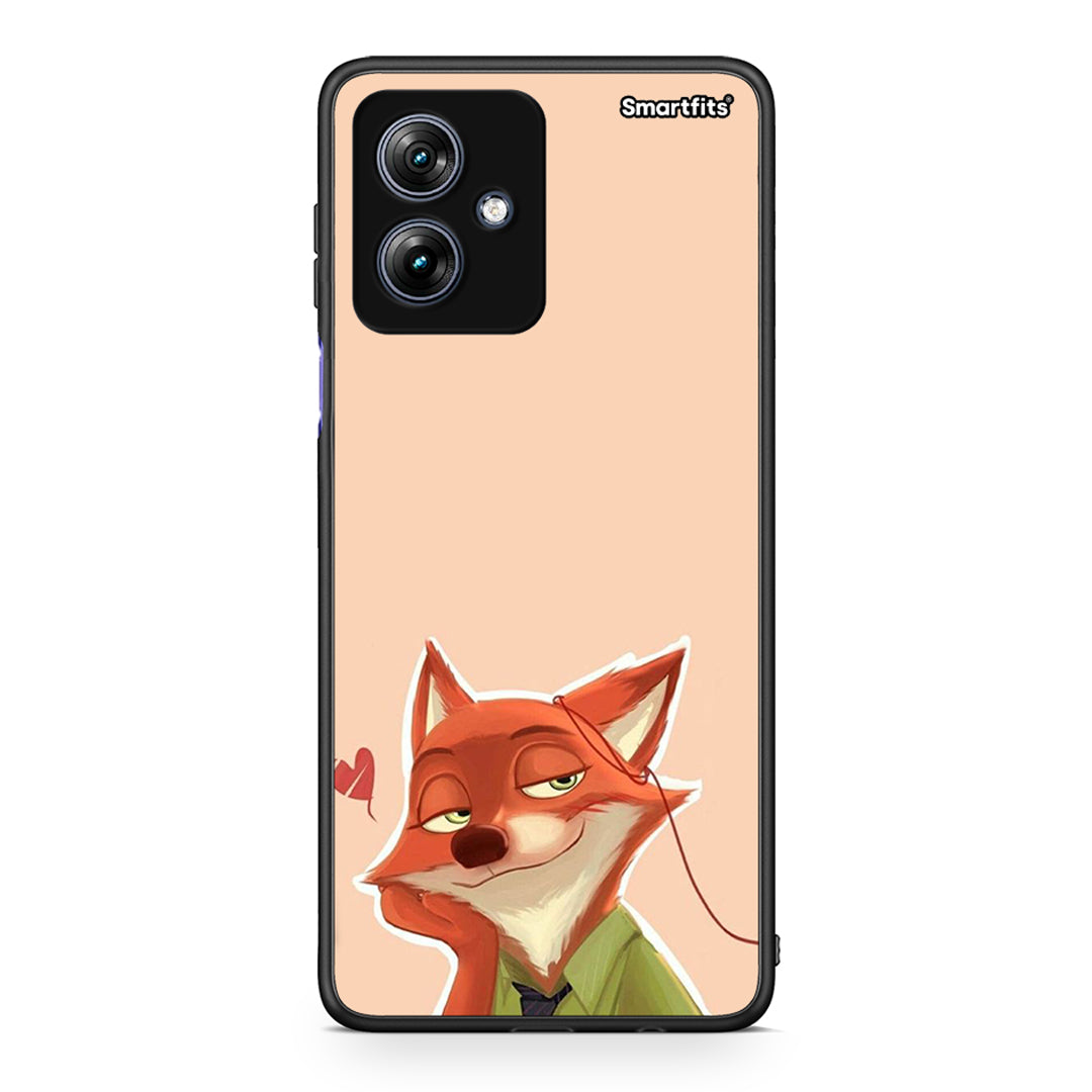 Motorola Moto G54 Nick Wilde And Judy Hopps Love 1 θήκη από τη Smartfits με σχέδιο στο πίσω μέρος και μαύρο περίβλημα | Smartphone case with colorful back and black bezels by Smartfits