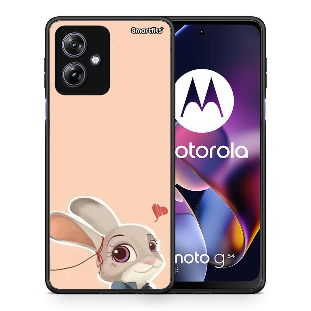 Θήκη Motorola Moto G54 Nick Wilde And Judy Hopps Love 2 από τη Smartfits με σχέδιο στο πίσω μέρος και μαύρο περίβλημα | Motorola Moto G54 Nick Wilde And Judy Hopps Love 2 case with colorful back and black bezels