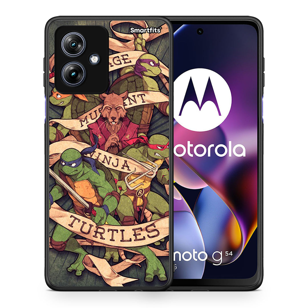 Θήκη Motorola Moto G54 Ninja Turtles από τη Smartfits με σχέδιο στο πίσω μέρος και μαύρο περίβλημα | Motorola Moto G54 Ninja Turtles case with colorful back and black bezels