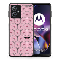 Thumbnail for Θήκη Motorola Moto G54 Pig Glasses από τη Smartfits με σχέδιο στο πίσω μέρος και μαύρο περίβλημα | Motorola Moto G54 Pig Glasses case with colorful back and black bezels
