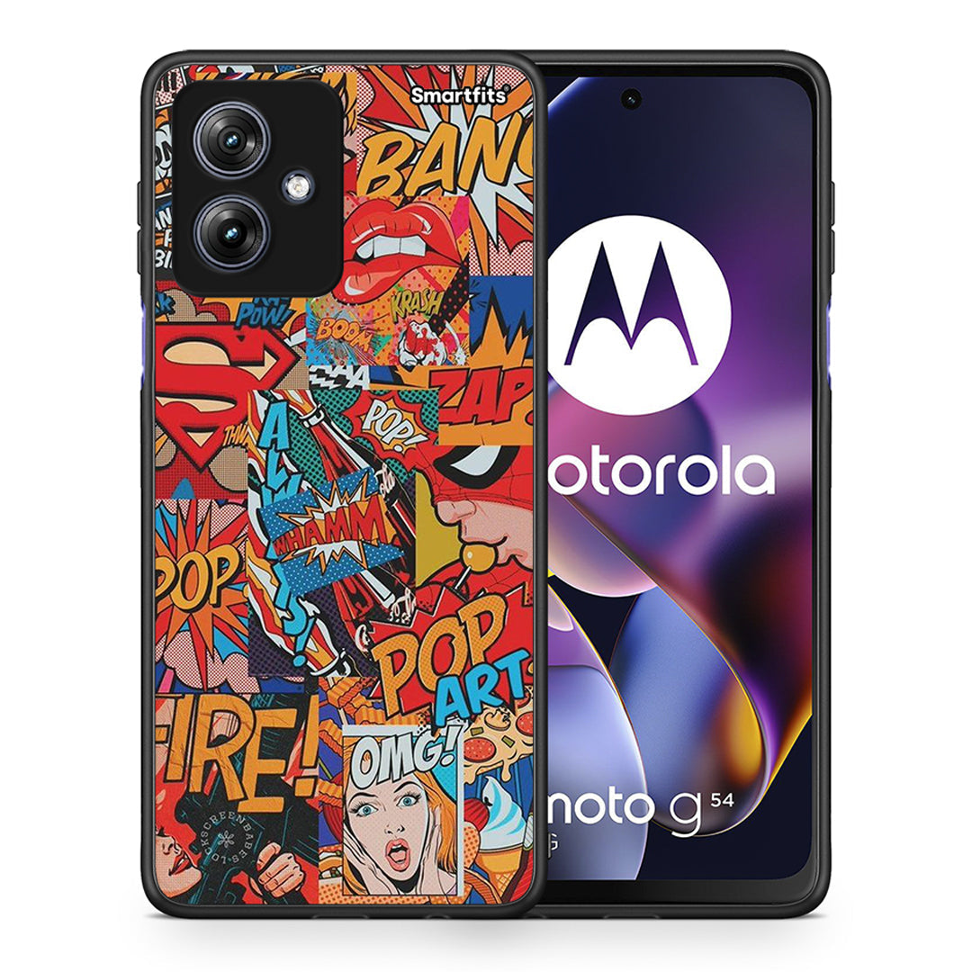 Θήκη Motorola Moto G54 PopArt OMG από τη Smartfits με σχέδιο στο πίσω μέρος και μαύρο περίβλημα | Motorola Moto G54 PopArt OMG case with colorful back and black bezels