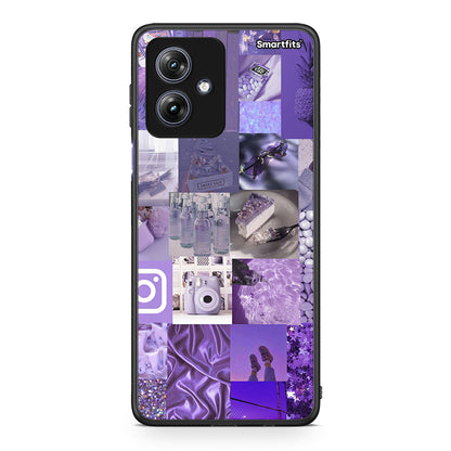 Motorola Moto G54 Purple Aesthetic Collage θήκη από τη Smartfits με σχέδιο στο πίσω μέρος και μαύρο περίβλημα | Smartphone case with colorful back and black bezels by Smartfits