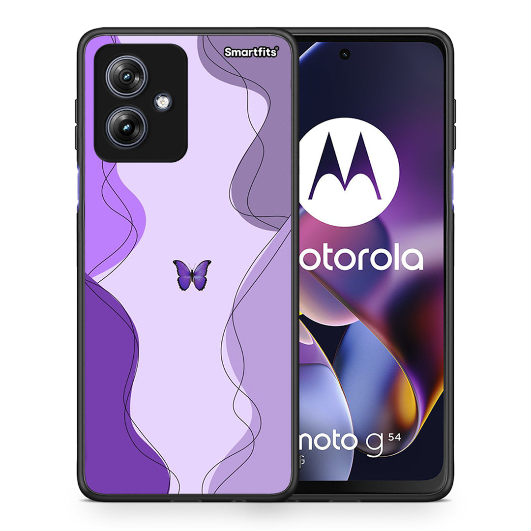 078 Purple Mariposa - Motorola Moto G54 θήκη