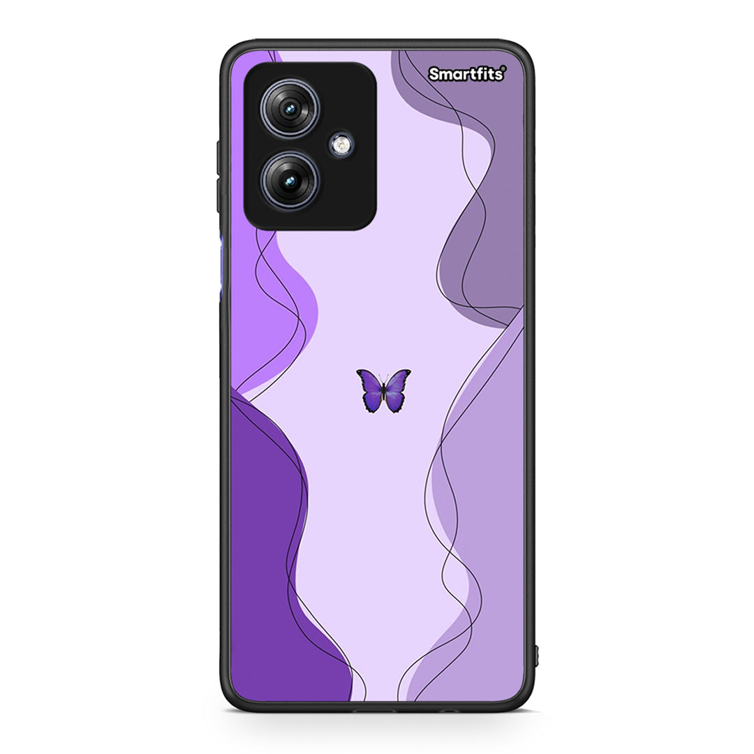 Motorola Moto G54 Purple Mariposa Θήκη Αγίου Βαλεντίνου από τη Smartfits με σχέδιο στο πίσω μέρος και μαύρο περίβλημα | Smartphone case with colorful back and black bezels by Smartfits