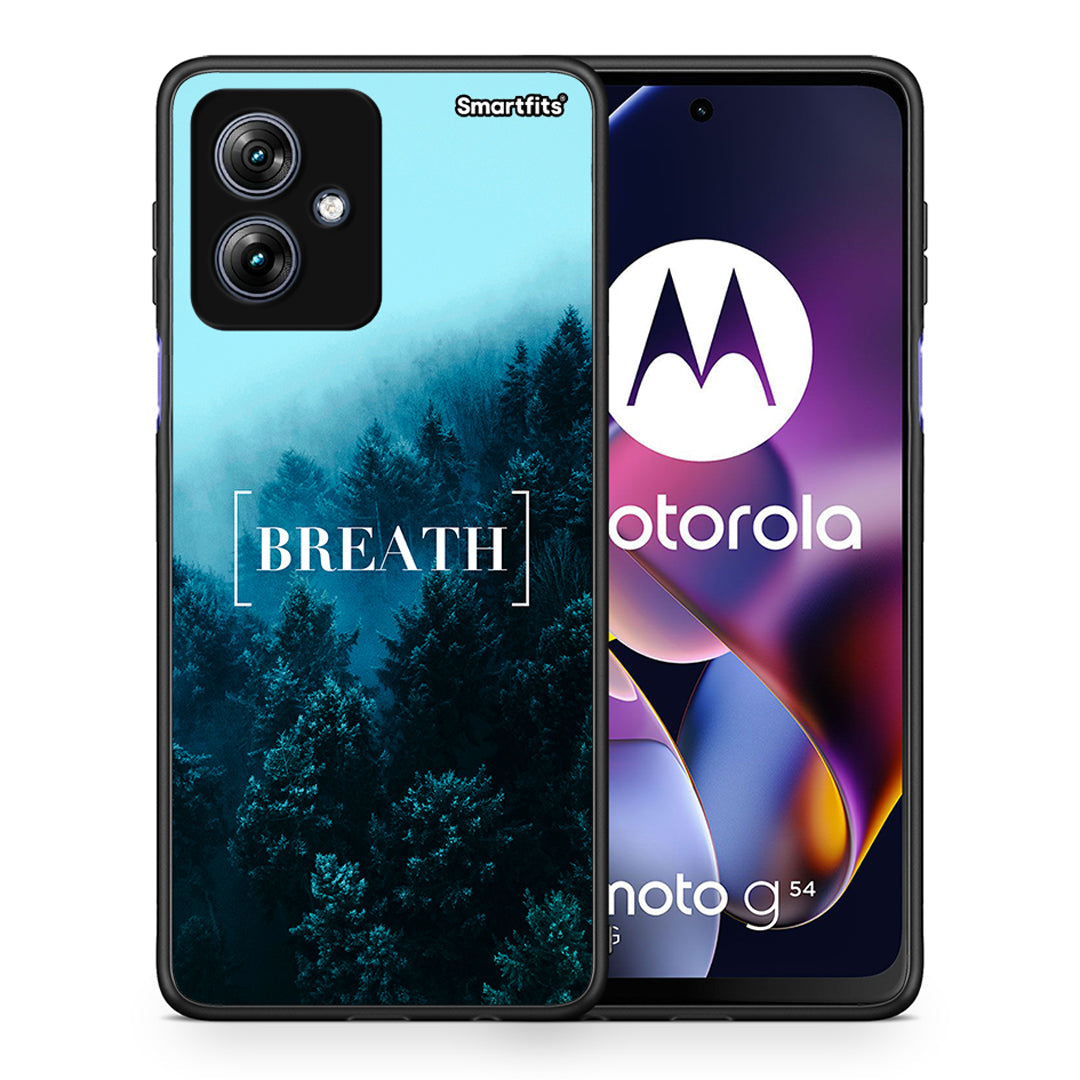 Θήκη Motorola Moto G54 Breath Quote από τη Smartfits με σχέδιο στο πίσω μέρος και μαύρο περίβλημα | Motorola Moto G54 Breath Quote case with colorful back and black bezels