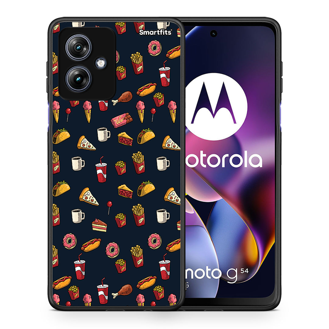 Θήκη Motorola Moto G54 Hungry Random από τη Smartfits με σχέδιο στο πίσω μέρος και μαύρο περίβλημα | Motorola Moto G54 Hungry Random case with colorful back and black bezels