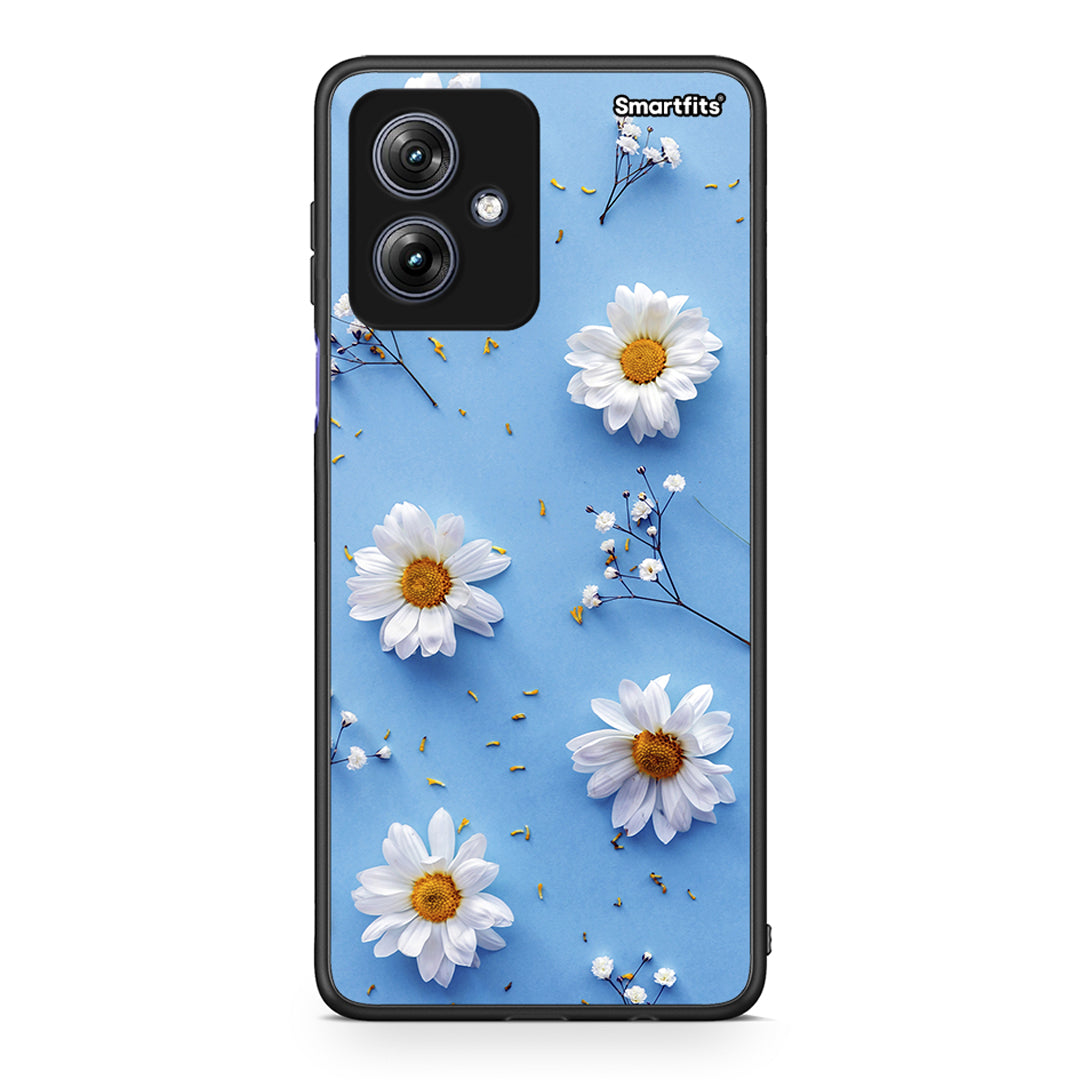 Motorola Moto G54 Real Daisies θήκη από τη Smartfits με σχέδιο στο πίσω μέρος και μαύρο περίβλημα | Smartphone case with colorful back and black bezels by Smartfits