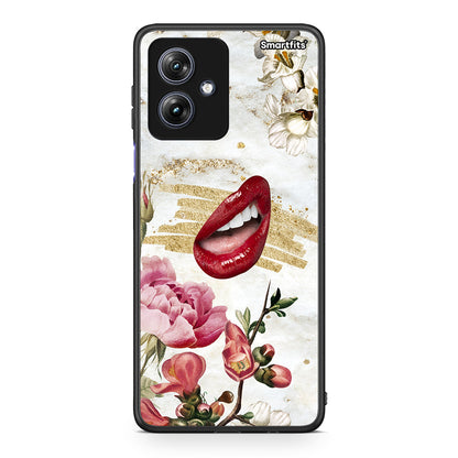 Motorola Moto G54 Red Lips θήκη από τη Smartfits με σχέδιο στο πίσω μέρος και μαύρο περίβλημα | Smartphone case with colorful back and black bezels by Smartfits