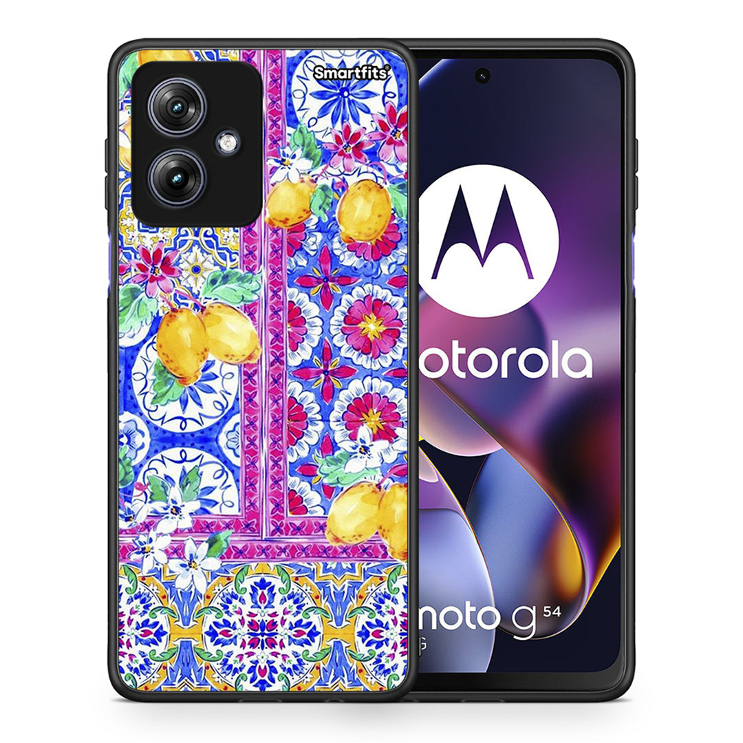 Θήκη Motorola Moto G54 Retro Spring από τη Smartfits με σχέδιο στο πίσω μέρος και μαύρο περίβλημα | Motorola Moto G54 Retro Spring case with colorful back and black bezels