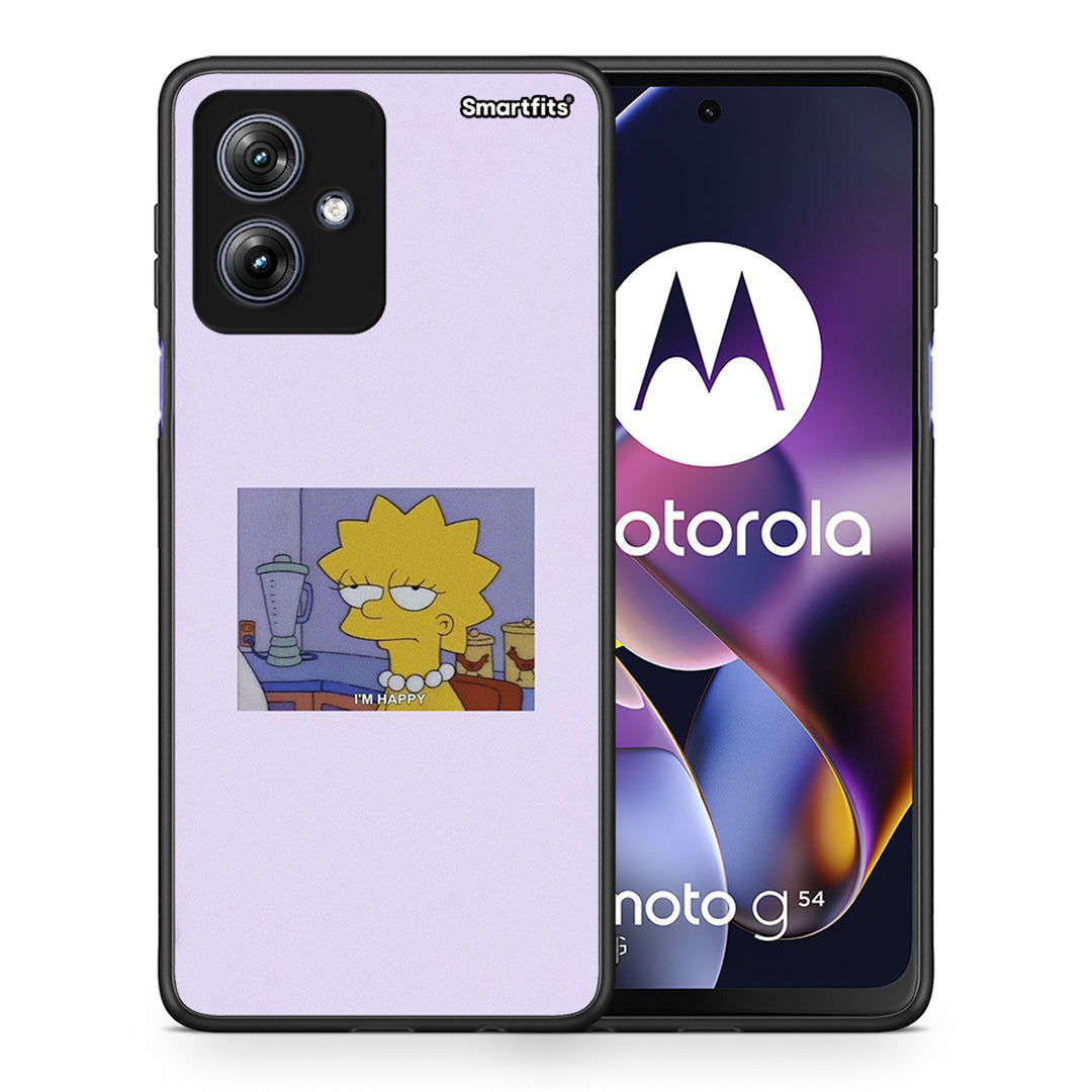 Θήκη Motorola Moto G54 So Happy από τη Smartfits με σχέδιο στο πίσω μέρος και μαύρο περίβλημα | Motorola Moto G54 So Happy case with colorful back and black bezels