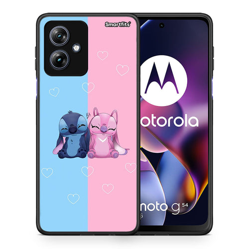 Θήκη Motorola Moto G54 Stitch And Angel από τη Smartfits με σχέδιο στο πίσω μέρος και μαύρο περίβλημα | Motorola Moto G54 Stitch And Angel case with colorful back and black bezels