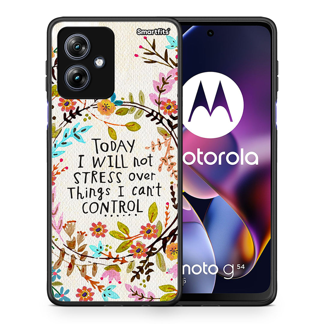 Θήκη Motorola Moto G54 Stress Over από τη Smartfits με σχέδιο στο πίσω μέρος και μαύρο περίβλημα | Motorola Moto G54 Stress Over case with colorful back and black bezels