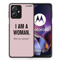 Thumbnail for Θήκη Motorola Moto G54 Superpower Woman από τη Smartfits με σχέδιο στο πίσω μέρος και μαύρο περίβλημα | Motorola Moto G54 Superpower Woman case with colorful back and black bezels