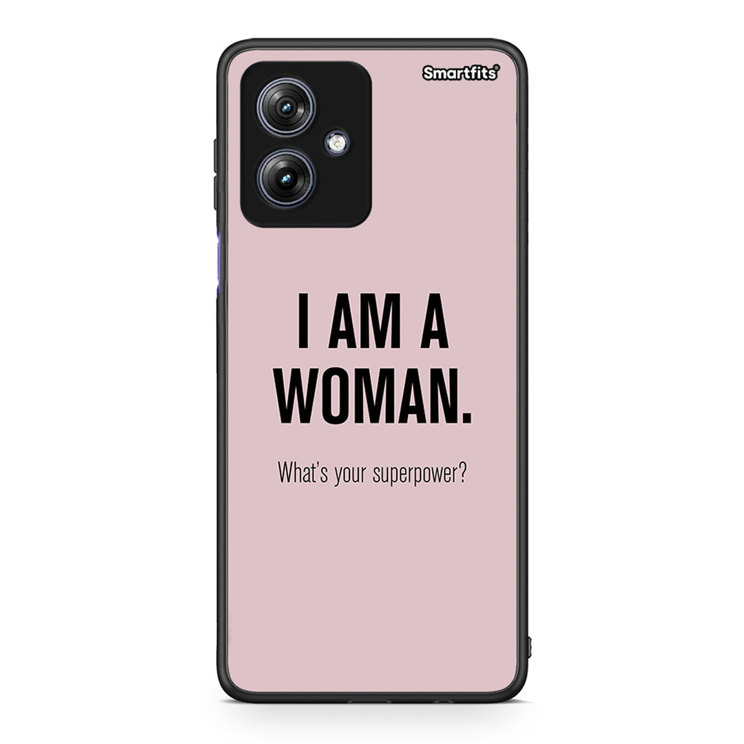 Motorola Moto G54 Superpower Woman θήκη από τη Smartfits με σχέδιο στο πίσω μέρος και μαύρο περίβλημα | Smartphone case with colorful back and black bezels by Smartfits