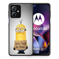 Thumbnail for Θήκη Motorola Moto G54 Minion Text από τη Smartfits με σχέδιο στο πίσω μέρος και μαύρο περίβλημα | Motorola Moto G54 Minion Text case with colorful back and black bezels