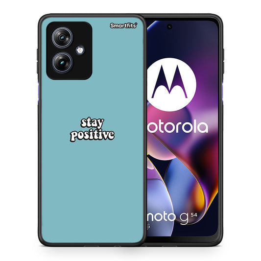 Θήκη Motorola Moto G54 Positive Text από τη Smartfits με σχέδιο στο πίσω μέρος και μαύρο περίβλημα | Motorola Moto G54 Positive Text case with colorful back and black bezels