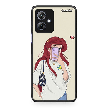 Motorola Moto G54 Walking Mermaid Θήκη από τη Smartfits με σχέδιο στο πίσω μέρος και μαύρο περίβλημα | Smartphone case with colorful back and black bezels by Smartfits