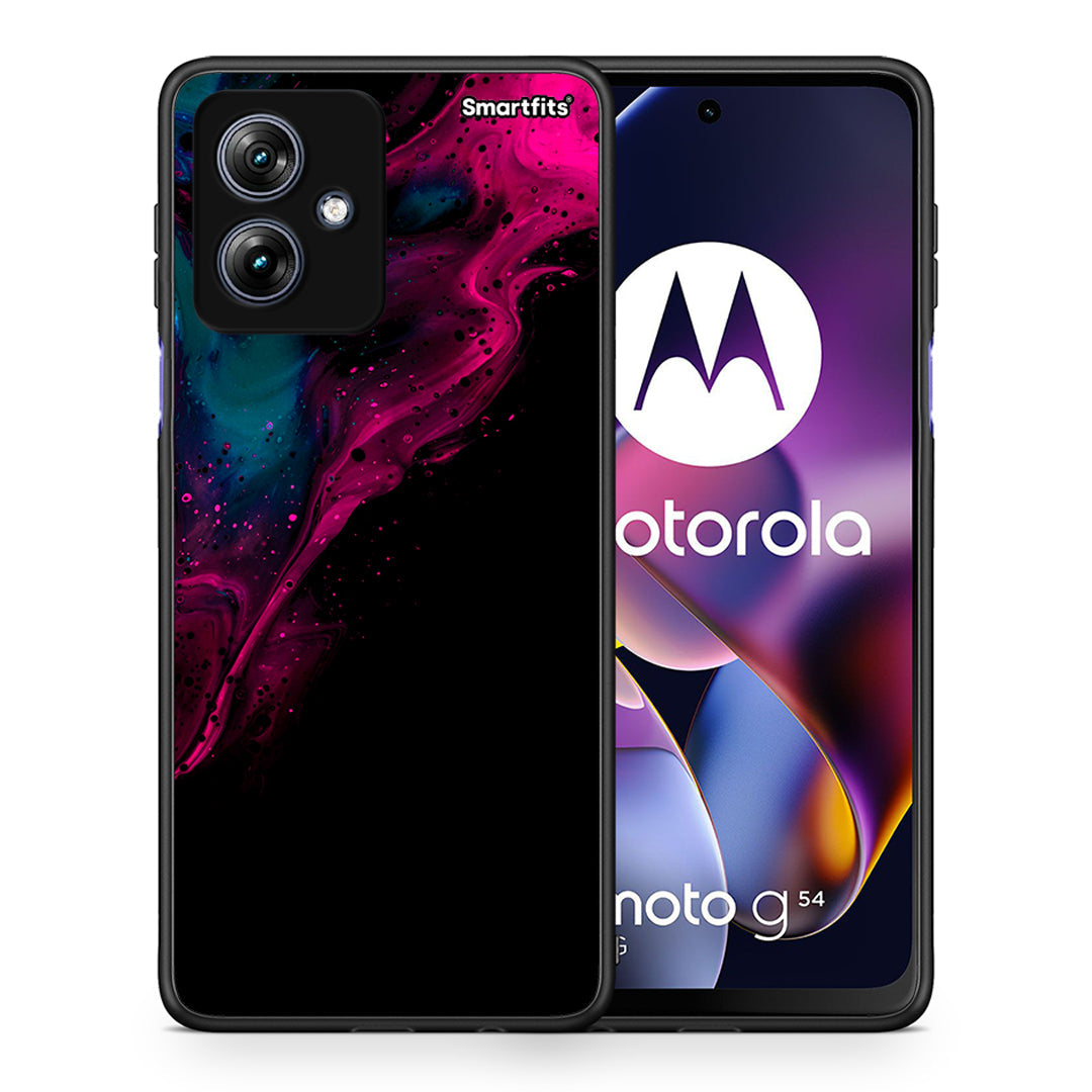 Θήκη Motorola Moto G54 Pink Black Watercolor από τη Smartfits με σχέδιο στο πίσω μέρος και μαύρο περίβλημα | Motorola Moto G54 Pink Black Watercolor case with colorful back and black bezels