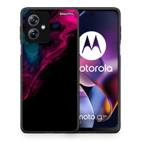 Thumbnail for Θήκη Motorola Moto G54 Pink Black Watercolor από τη Smartfits με σχέδιο στο πίσω μέρος και μαύρο περίβλημα | Motorola Moto G54 Pink Black Watercolor case with colorful back and black bezels